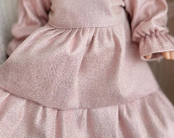 Vestido rosa brillante para muñeca – Conjunto hecho a mano para muñecas de 34-38 cm