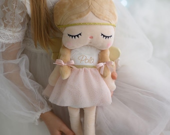 Personalized Sleeping Angel Doll – Soft Plush Metoo Style, Baby Girl Gift