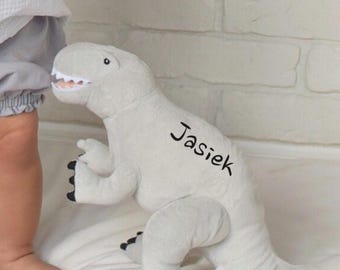 Gray Plush T-Rex Dinosaur – Melootka Dino, Soft Toy for Kids
