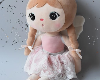 Personalized Boho Girl Doll – 48 cm Metoo Style Plush Doll – Custom Name Gift for Baby Girl – Soft Rag Doll