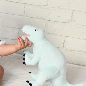 Gray T-Rex Plush Dinosaur – Size M – Soft Tyrannosaurus Rex Toy – Melootka Plush Dino – Gift for Kids with name