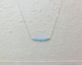 Beaded Necklace. Sky Blue czech beads. Everyday jewelry by smoketabby.  Gift for her.