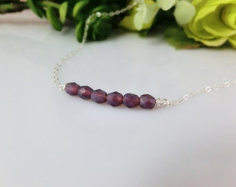 Beaded Necklace. Opaque Purple czech beads. Everyday jewelry by smoketabby.  Gift for her.