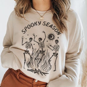 Dancing Skeleton Spooky Season Halloween Crewneck Skeleton Sweatshirt Skeleton Sweater Halloween Sweater Fall Sweatshirt Spooky Sweater image 1