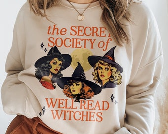 Well Read Witch Sweater Bookish Witch Bookish Halloween Spooky Season Halloween Crewneck Sweater Fall Sweatshirt Spooky Sweater Book Sweater