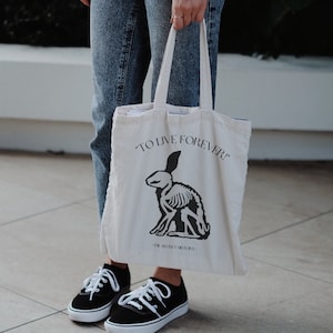 The Secret History Live Forever Bunny Tote Bag Literary Tote Literature Dark Academia Light Academia Tote Greek Mythology Booktok Tote