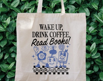 Drink Coffee Read Books Tote Booktok Literary Tote Bag Bookish Merch Retro Tote Bag Aesthetic Book Tote Reader Indie Kid Cute Tote Bag