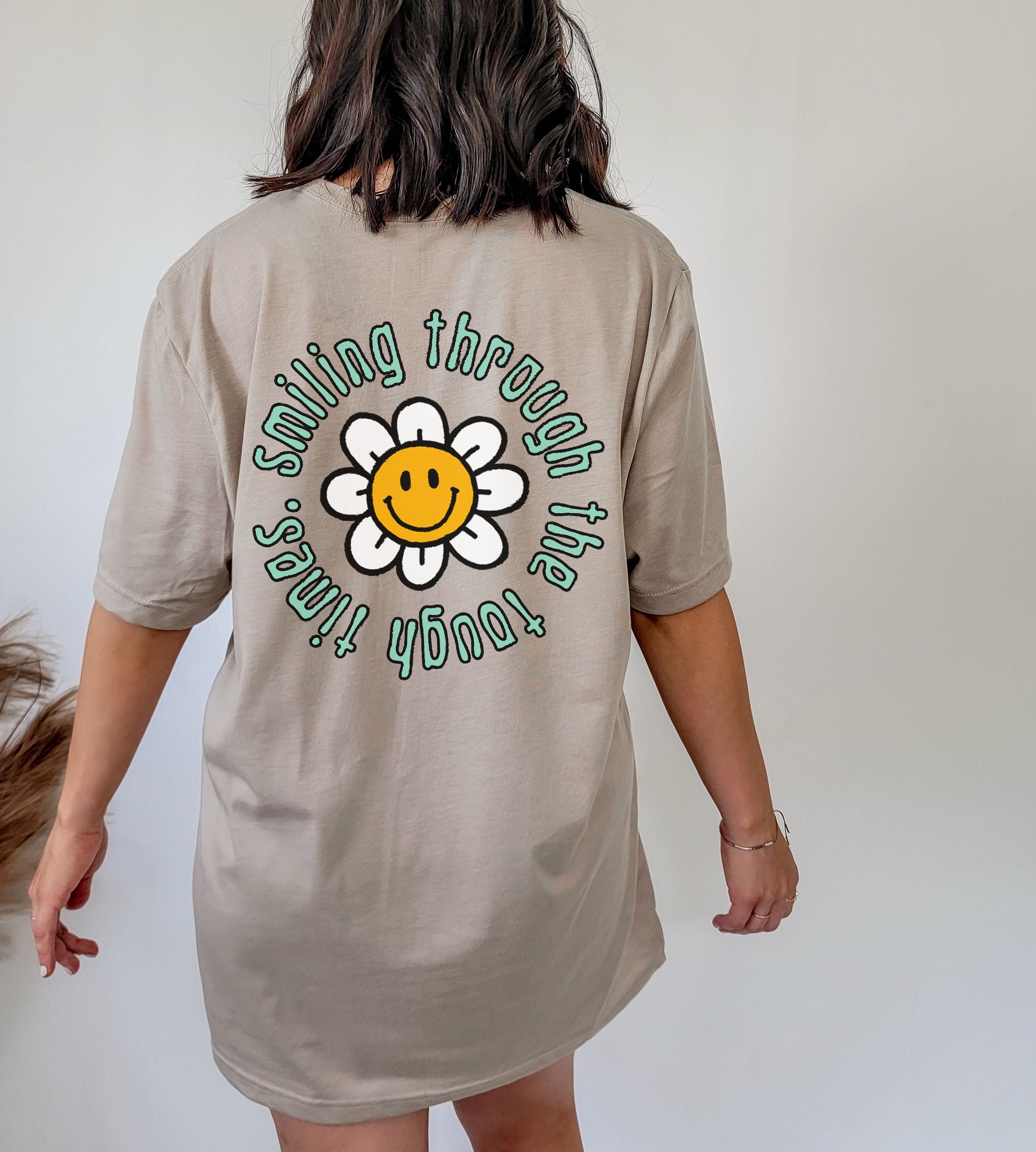 Smiley Face Shirt Daisy Smiley Positivity Smiling Through Etsy