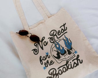 No Rest for the Bookish Tote Retro Tote Bag Aesthetic Bookish Literary Book Tote Mall Goth Fantasy Romance Reader Literature Indie Tote Cute