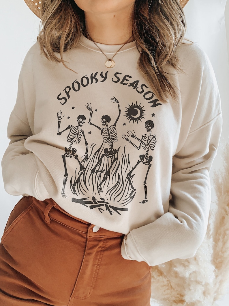 Dancing Skeleton Spooky Season Halloween Crewneck Skeleton Sweatshirt Skeleton Sweater Halloween Sweater Fall Sweatshirt Spooky Sweater 