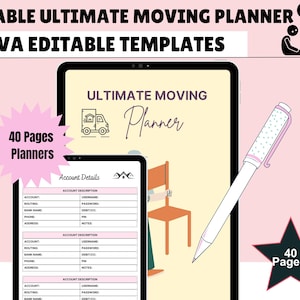 Moving Planner, Moving Checklist pdf, Moving Binder, Moving Gift, Moving list, Moving Checklist Printable, Declutter Planner, INSTANT PDF