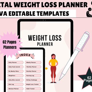 Digital Weight Loss Journal, Digital Planner, iPad Planner, GoodNotes Planner, Fitness Planner, Workout Planner, Meal Planner, Weight Track