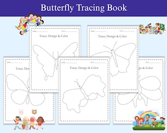 Butterfly Tracing Book for Kindle Scribe Template with Hyperlinks PDF, 40 unique butterfly tracing pages - works on Remarkable2