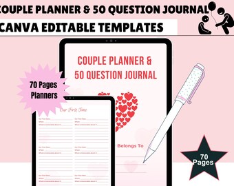 Koppelsplanner, koppeldagboek, relatieplanner, planner voor relatiedoelen, afdrukbare planner, direct te downloaden planner, US Letter