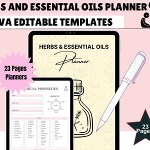Essential Oils and Herbs Printable Digital Planner Foraging Tracker Journal Herbal Tea Recipe Goodnotes Notability by Luxedox
