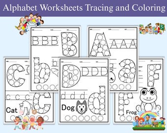 Alphabet Worksheets Printable Tracing Coloring Homeschool Teacher Kids Letters Kindergarten & Prek Toddlers Handwriting Letter Practice