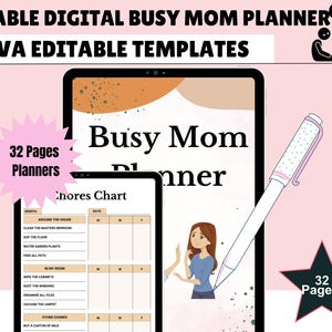Busy Mom Planner Digital Template Stay at Home Mom Planner Life Organizer for Mom Life Planner Printable Editable Task Planner for Busy Moms