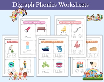 Blends and Digraphs Phonics Practice Worksheets Trace Classroom Spelling Activities Elementary Homeschool Phonics Writing Tracing Sheets