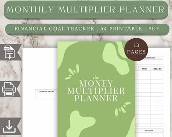 Money Multiplier Planner, Financial Goal Tracker (A4 PDF)