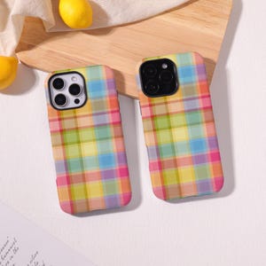 Colorful Plaid Tough Case For iPhone 17/16/15/14/13/12/11 ProMax Plus Mini,17Air,XS XR SE,Double-layered Magnetic Cover, Aesthetics Case