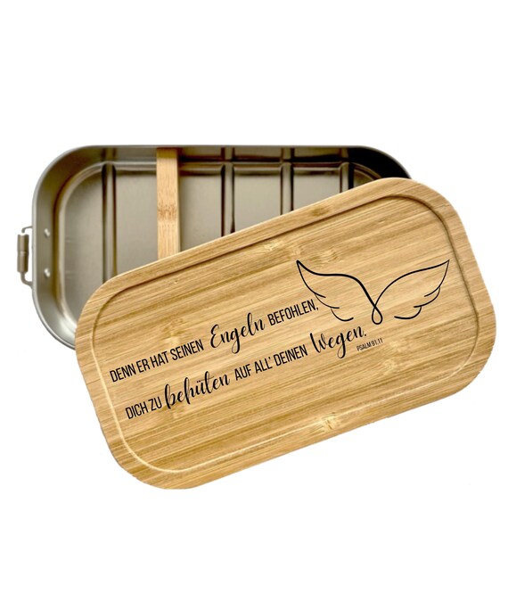 Christian Lunchbox | Bamboo Lid Tin Lunch Box with Scripture