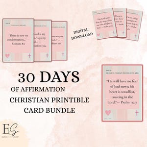 Cartes bibliques chrétiennes - 30 affirmations de versets bibliques imprimables pour enveloppes cadeaux et encouragements quotidiens