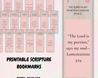 Christian Bookmarks - 30 Printable Bible Verse Bookmarks for Women’s Bible Study & Journaling