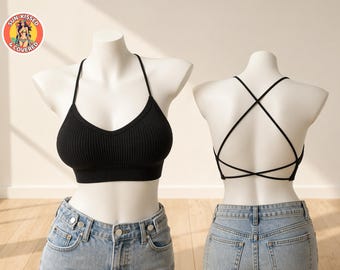 Frauen gerippte nahtlose Bralette | Ultra dick gepolsterter kabelloser Komfort