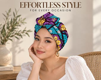 Cotton Wax Print Headwrap Women Turban Scarf Colorful Floral Head Cover Fashion Party Wrap