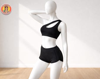 Sujetador deportivo de un solo hombro / Diseño asimétrico con abertura / Ropa deportiva para mujer / Ajuste transpirable y con buen soporte / Top elástico para gimnasio y yoga