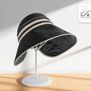 Wide Brim Hat | Foldable Travel Cap | Lightweight Beach Shade | Fashionable Striped Summer Accessory | Outdoor Headwear for Women