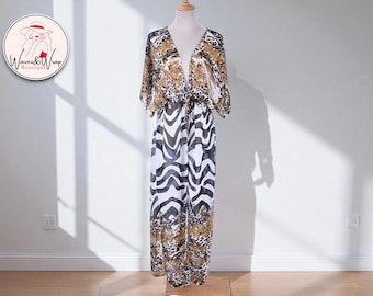 Kimono van chiffon met luipaardprint | Doorzichtige strandjurk