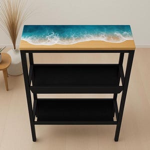 Ocean Resin Coffee Table: Handmade Beach Wave Epoxy Side Table