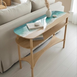 Consola de resina oceánica / Mesa de pasillo con respaldo estrecho para sofá