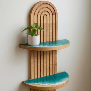 Wandplank oceaangolfhars – Handgemaakte houten wanddecoratie kust