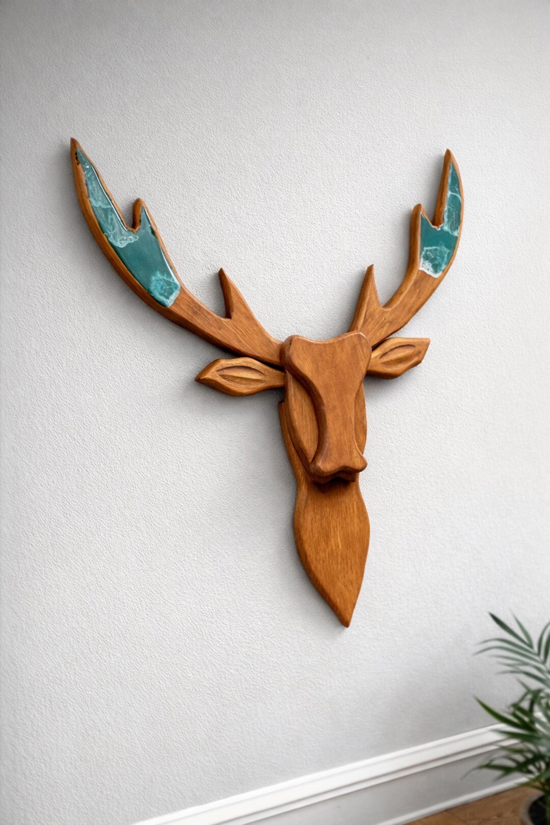 Epoxy Antler Deer Head | Coastal Wood Wall Art Sculpture - Etsy