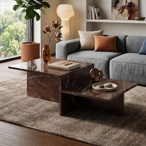 Table basse imitation marbre, table centrale en résine époxy, meubles de salon modernes uniques