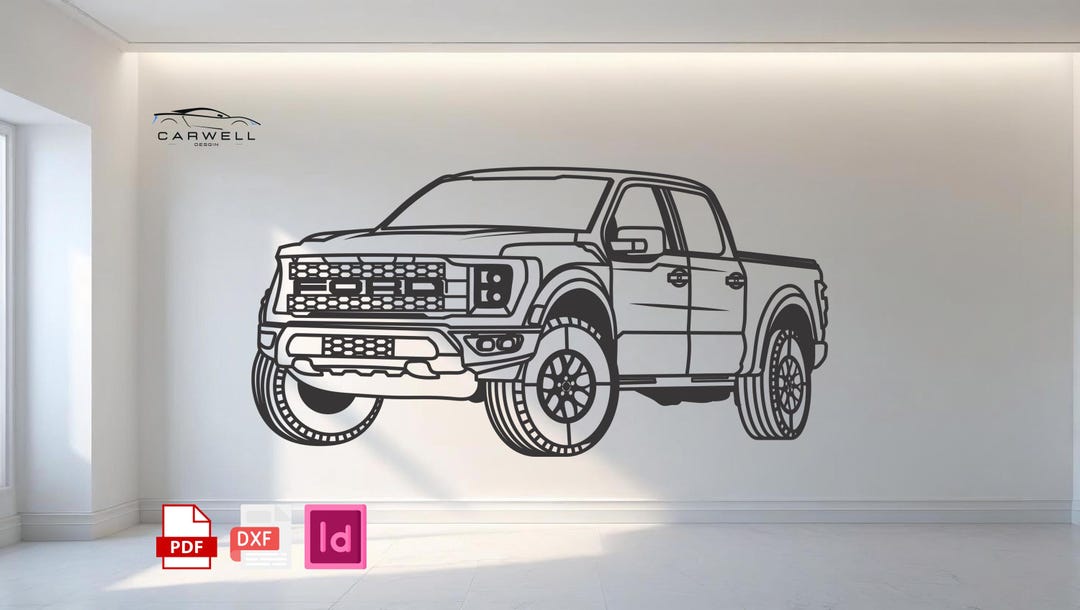 Ford F-150 Raptor Car Wall Art: Laser Cut Vector Files (DXF, AI Digital ...