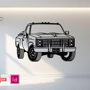 Gmc Behbehani ,CarWall Art DXF & AI Files | Garage Decor Vector | Laser Cut Ready | Car Silhouette Design for CNC|Plotter