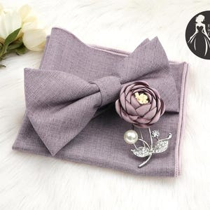 Men&#39;s Bowtie Brooch Set | Romantic Bowknot Pin | Floral Suit Accessory | Elegant Lapel Decoration | Formal Shirt Design for Occasion