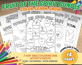 Fruit of the Spirit Coloring & Activity Bundle: Sunday School Printable (PDF Download)