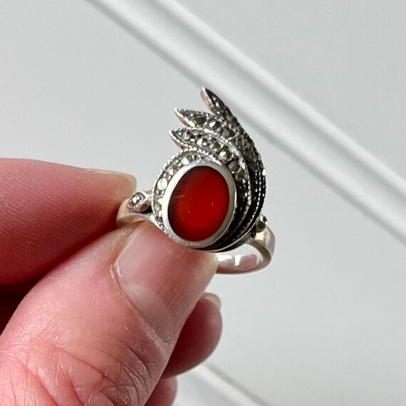 Vintage Silver Ring- Red Stone - image 7