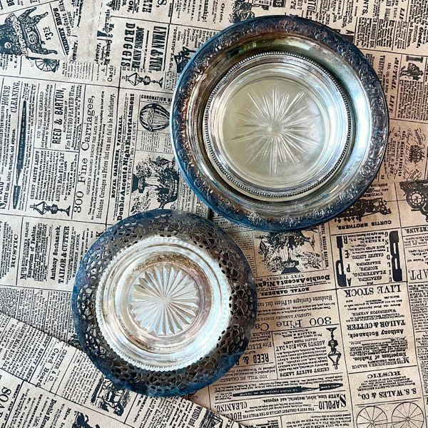 Silver plate Serveware with Glass Inserts