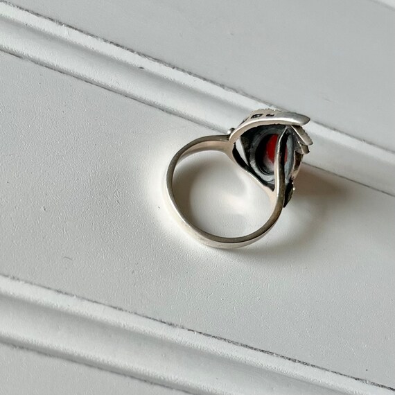 Vintage Silver Ring- Red Stone - image 6