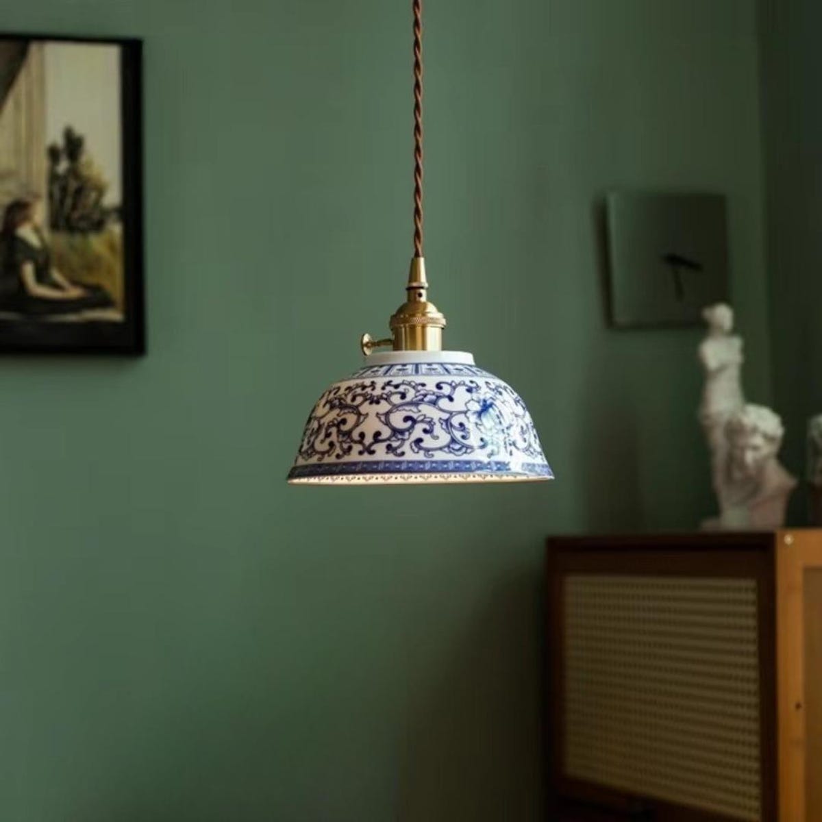 Vintage Japanese Style Botanic Blue Halo Ceramic Pendant Light-includes Lightbulbs - Etsy