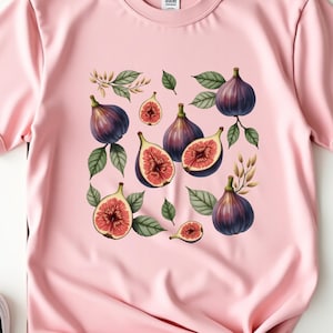Shirt botanisch vijgen: retro fruit-T-shirt, T-shirt vijgenliefhebbers