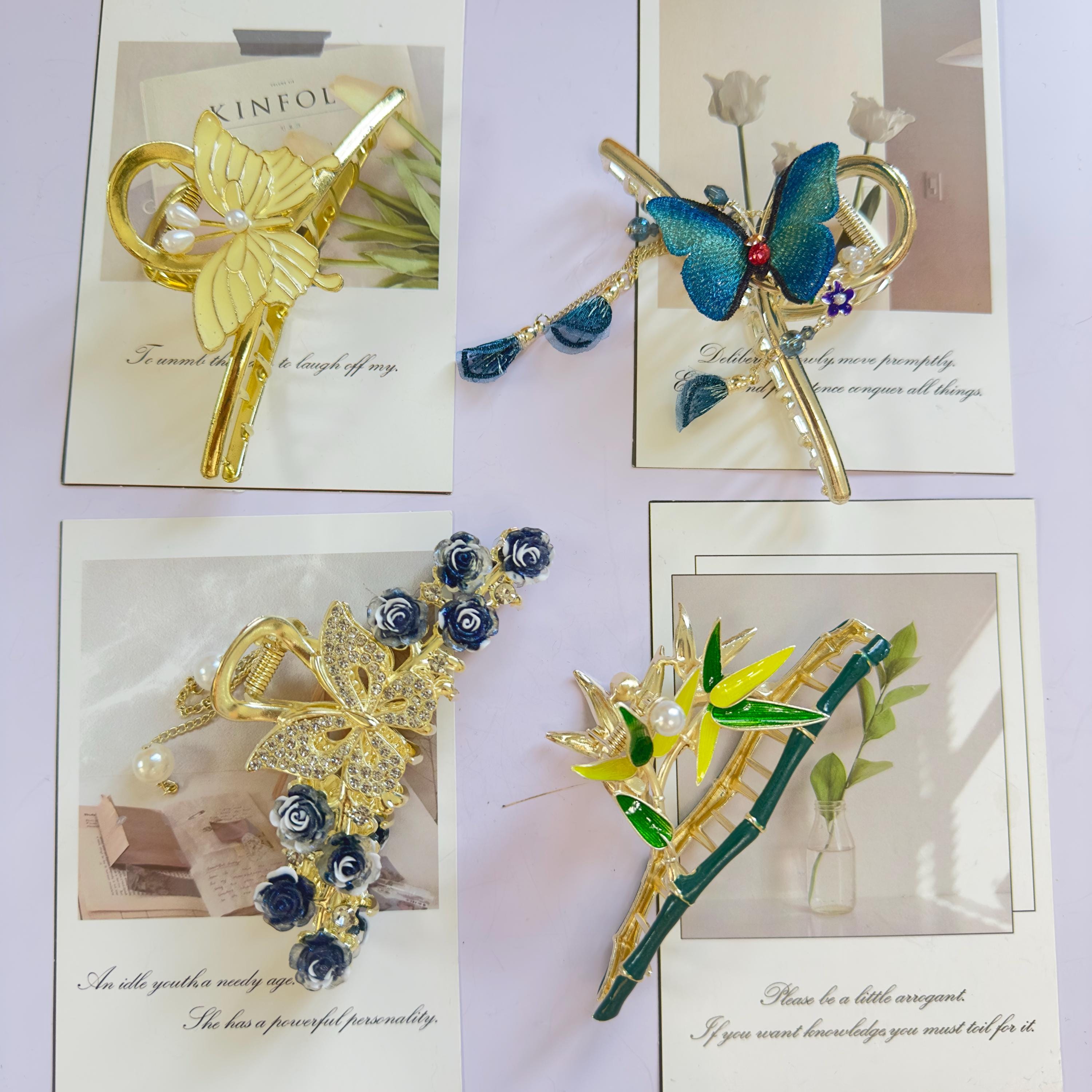 Pince à Cheveux Strass Bleu Saphir Et Or - 5 Cm - NY Fashion Accessories