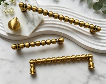 Antique Brass Beaded Bar Handles/Beaded Cabinet Pulls/RoundCabinet Hardware/Wardrobe Doors Kitchen/Unique Wardrobe Door Pull/Home gift