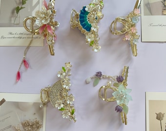 Lily Valley Flower Hair Claw Clip, Fairy Hair Claw, Tulpen Bruiloft Haar Clip, Metalen Haarklemmen, Dames Klauw Clip, Flower Hair Clip, Shark Claw Clip