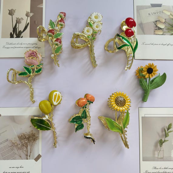 Lily Valley Flower Hair Claw Clip,Fairy Hair Claw,Wedding Hair Clip,Large Metal Hair Clamps,Hair Accessories,Women Claw Clip,FlowerHair Clip